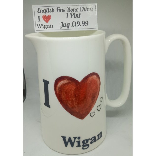 I Love Wigan Bone China Pint Jug