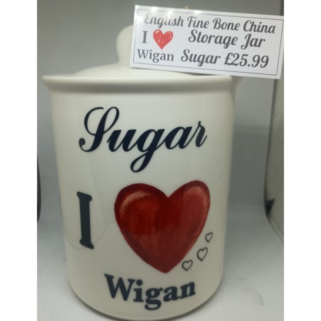 I Love Wigan Bone China Sugar Jar I Love Wigan Bone China Sugar Jar