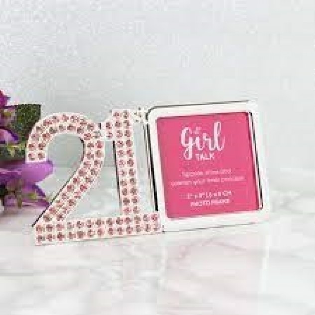 Pink Crystals "21th Birthday" Photo Frame